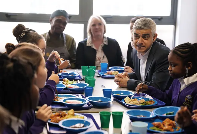 Sadiq Khan recalls ‘stigma’ of separate line for free primary school meals as he extends offer for all London children