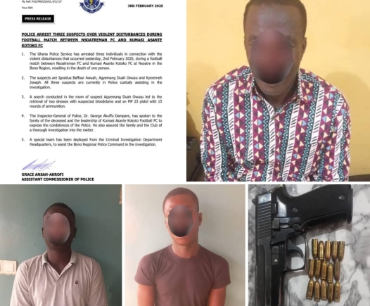 Former MP/Minister among 3 arrested over violent clashes at Nsoatreman-Kotoko match