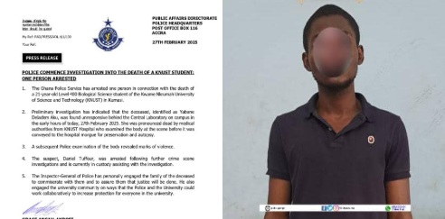 Police arrest suspect in connection with KNUST student’s death