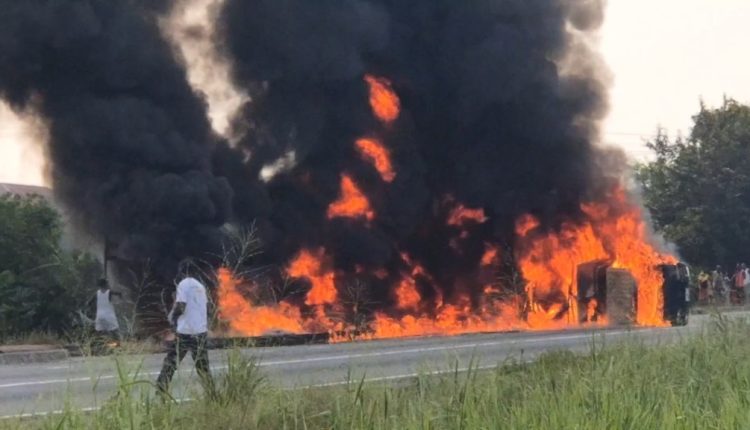 KIA truck bursts into flames at Kyekyewere